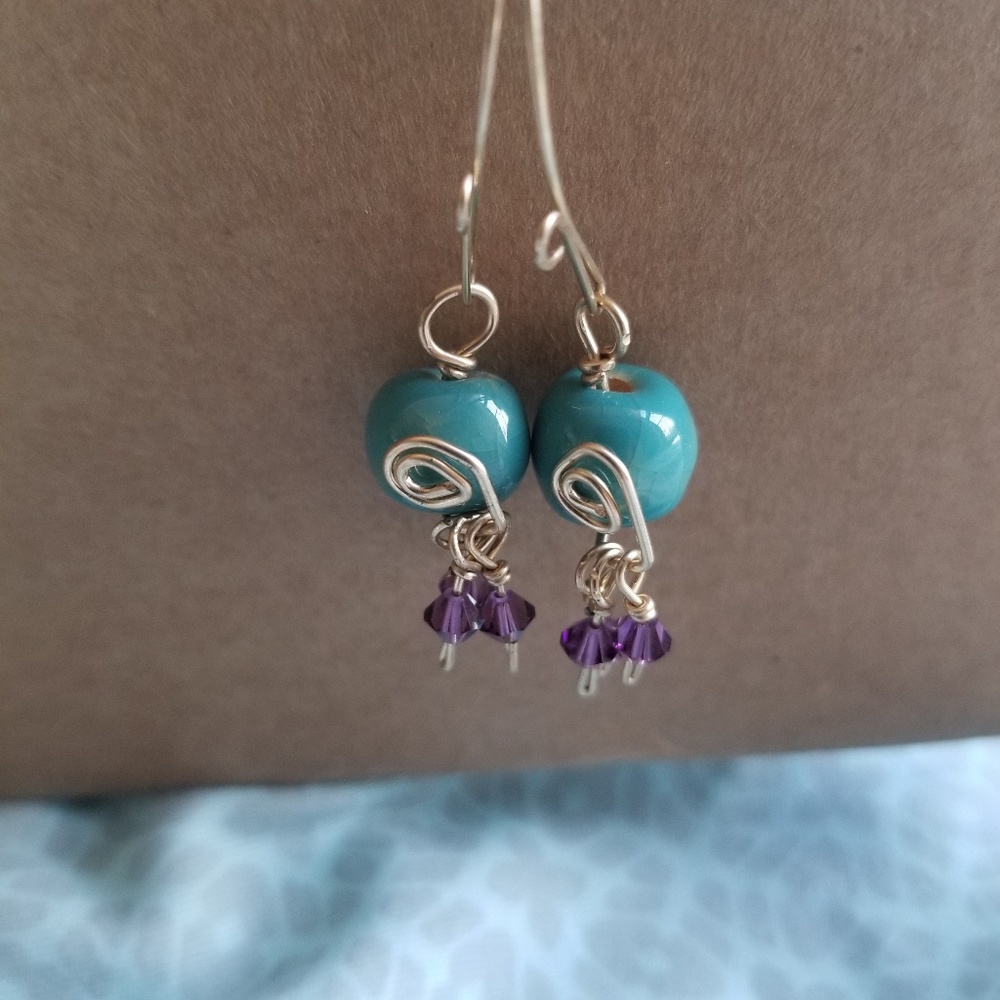 18K Gold Wire & Swarovski Crystal Earrings